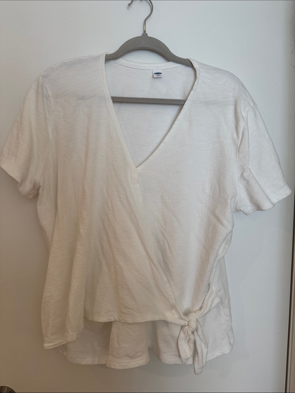 Old Navy White Wrap Tie Short Sleeve Blouse